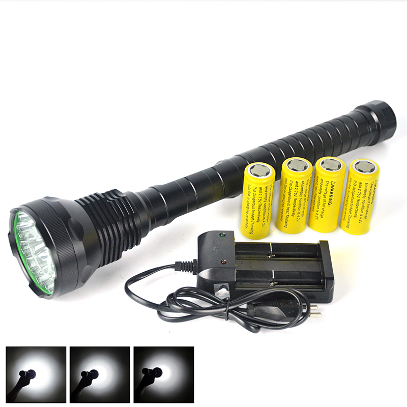 NEW!18000 Lumens flash light5 Modes flashlight lantern Torch  XML-2 15xT6 LED 18650 Flashlight Torch Lamp Ligh+4X26650+ Charger