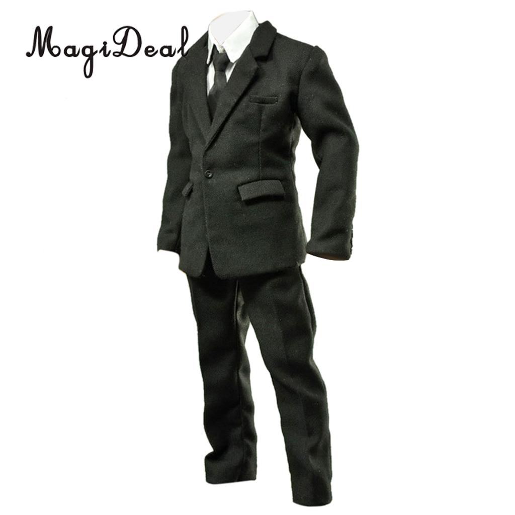 TC64-16 1/6 Scale Male Black Striped Suit Clothes Set Fit 12'' Figure