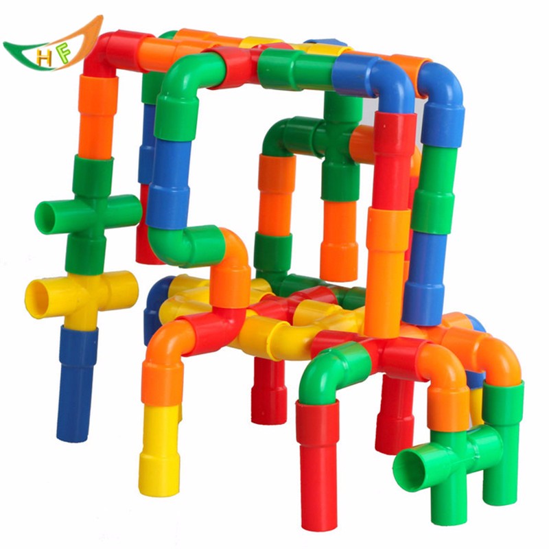 1 Satz Kunststoff-Wasserrohr-Bausteine ​​Kinder-Lernspielzeugstück und 