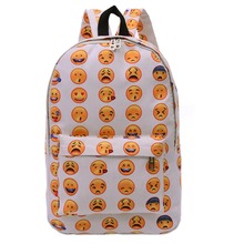 2016 Preppy Style Women Canvas Backpack Smiley Emoji Face Schoolbag for Teenagers Girls Large Shoulder Bag Mochila Feminina