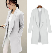 2016 Autumn Winter New Women Korean Woolen Coat Fashion Slim Medium long Sections Big yards Pure color Woolen Coat Female G0398