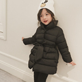 New Girls Winter Cotton Coats 2016 Kids Thicken Mid long Children Outerwears Cute Toddler Cotton padded