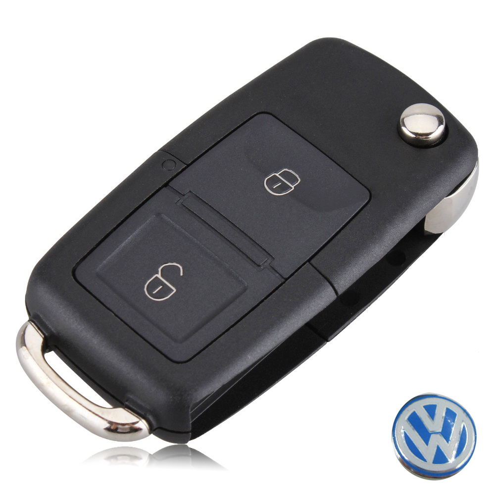 2 Buttons Remote Flip Folding Car Key Shell Replacement for VW Volkswagen MK4 Bora Golf 4
