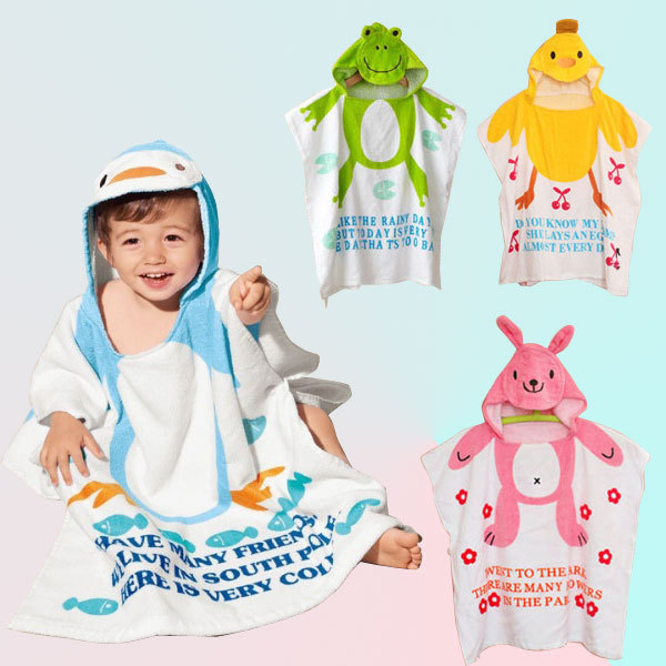 Baby cartoon towels hooded cotton microfiber fabric bathrobe kids bath towel washclothes big discount