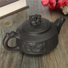 New Arrival Chinese Dragon Kung Fu Tea Sets Yixing Purple Clay Teapot Black Teacup 3 Pcs