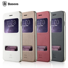 Clearence!Baseus Mobile Phone Case For iPhone 6 6s Cover Bag 1PCS For 4.7 inchs Apple Phone Window Design PU PC SE Cover Fashion