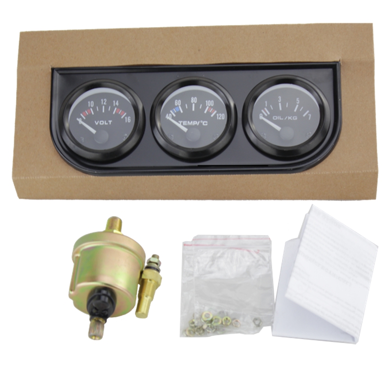 Buy 52mm Triple Gauge Kit Water Temp Gauge+Oil press