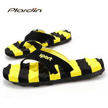 Plardin 2016 Bumblebee Men Flip Flops Authentic Massage Slippers Men’s Sandals Beach Flip Flops Shoes Man Sandals For Men