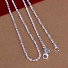 Free Shipping silver plated Necklace Fashion Shine Twisted Line 2mm Silver Jewelry Necklace Pendant Top Quality