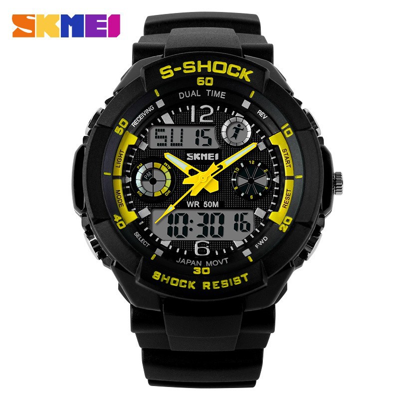 Yellow-S-SHOCK-2015-New-SKMEI-Luxury-Brand-Men-Military-Sports-Watches-Digital-LED-Quartz-Wristwatches-rubber