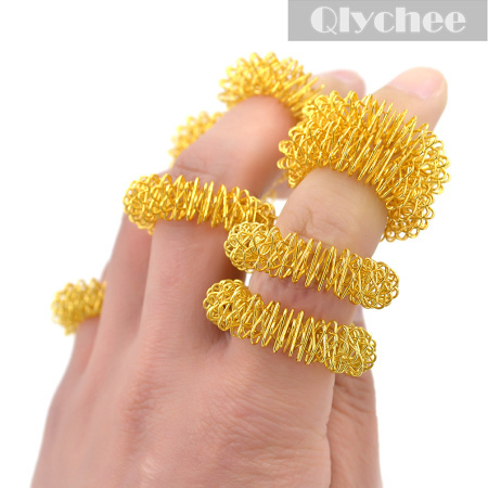 1 Lot 10 Pcs Hot Sale Metal Gold Finger Massage Ring Acupuncture Health Care Body Massage