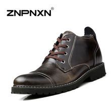 15 British Style Genuine Leather Winter Warm Men Boots Comfortable Winter Boots High Quality Leather Boots Men Zapatillas Hombre