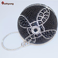 Factory Price New Women Hand beaded Handbag Fashion Pearl Round Ball Diamond Evening Bag Party Tote