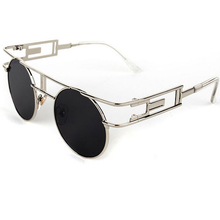 Cool Gothic Style Round Sunglasses For Women Vintage Steampunk Metal Retro Coating Sun Glasses Reflective gafas de sol mujer 883