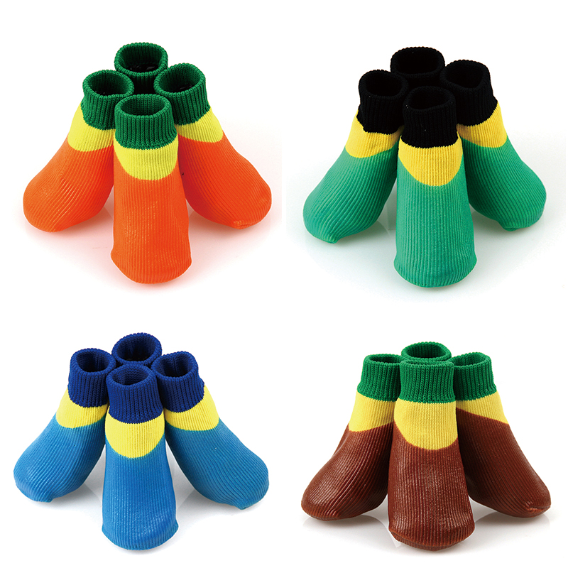 2015 New Bright Colors Outdoor waterproof Dog Socks Anti Skid Small and