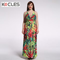 Plus Size 6 7XL Summer Bohemian Women Sexy Elegant Maxi Dress Leopard Print Tunic Halter V
