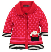 2014 new autumn and winter brand catimini children clothing girls European American Wind red wool coat pocket Polka Dot 2T-10T