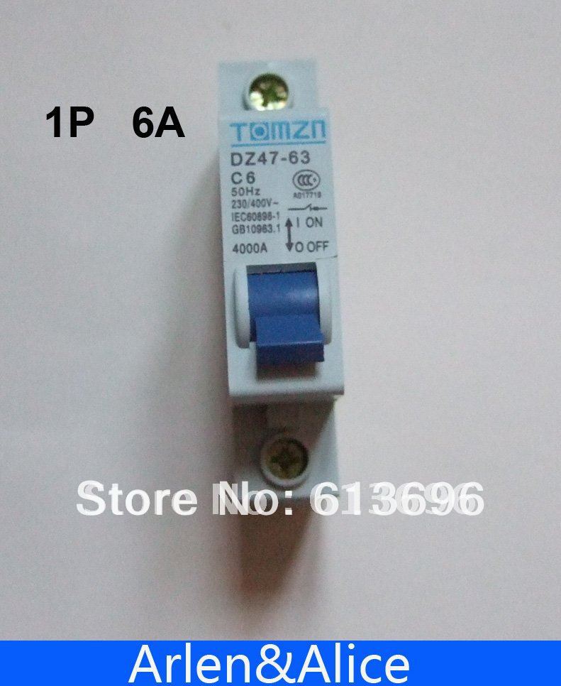 1P 6A 240V/415V 50HZ/60HZ Mini Circuit breaker MCB C45