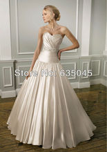 High Quanlity New Custom Made Bridal Gowns Satin Luxury Crystal Beading Pleat Elegant A Line Wedding