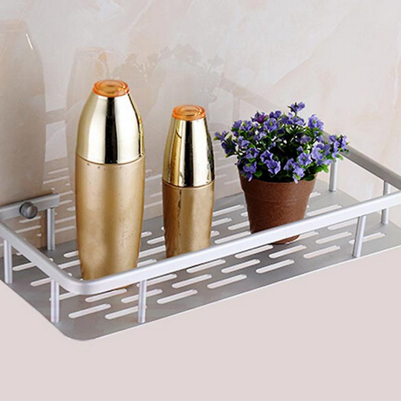 Bathroom Shelf Bath Shampoo Rack Towel Basket Wall Mounted Bathroom ...