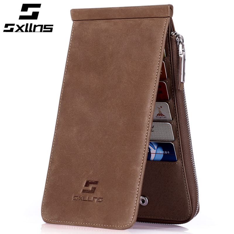 2014 fashion men Multifunctional sxllns male long design wallet card holder scrub first layer of cowhide vintage purse