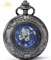 2017 SEWOR Top Brand Fashion black Bronze Quartz Enamel Blue Roman NumberPocket Watch black Dial C162
