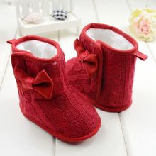 5 Color Baby Knited Faux Fleece Crib Snow Boots Kid Bowknot Woolen Shoes