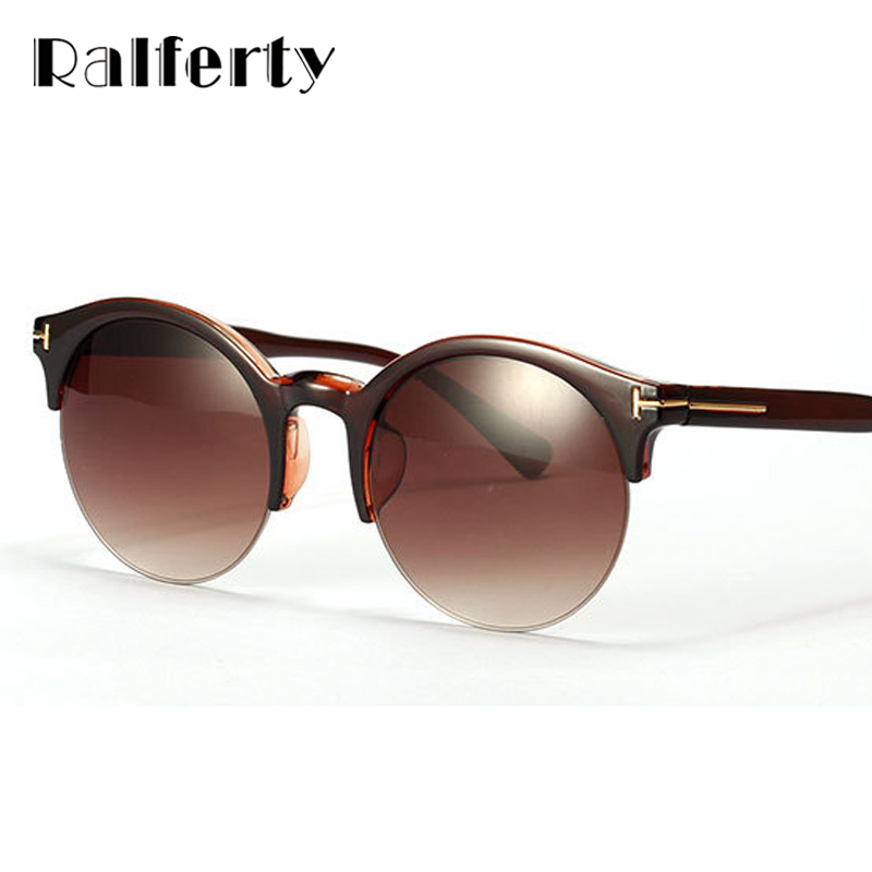 Ralferty Vintage Retro Round Sunglasses Women Men Rimless ...