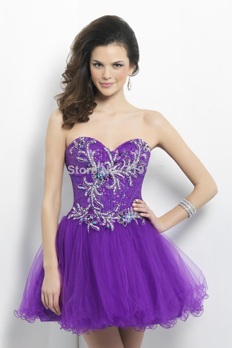 Sexy Sparkly Short Blue Prom Dress