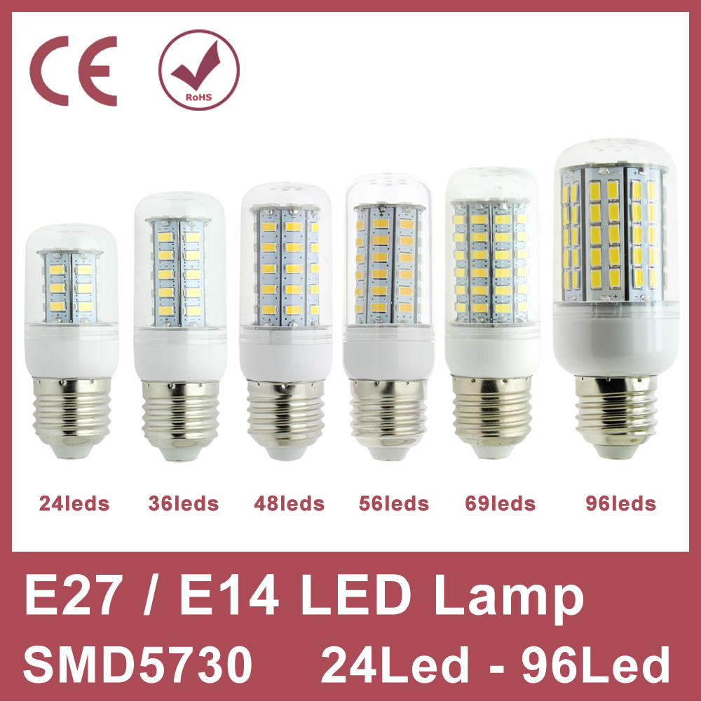 Bombillas LED Bulb E27 SMD 5730 lamparas 220V 110V LED Light 24 36 48 56 69 96 LED Lampada LED Lamp E27 Chandelier Lamp Corn Led