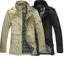 New khaki black Men’s Jacket Cloth Coat Slim Clothes Winter Warm thicken Overcoat Outwear M L XL XXL free shipping M8340