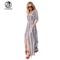 Fashion Black And White Striped Women Maxi Dress Long Sleeve Summer Maternity Dresses Chiffon Beach Pregnancy