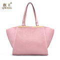 Qiwang Brand Women Pink Fur Bag 2016 Famous Designer Brand Bags Women Leather Handbags Wool Fabric
