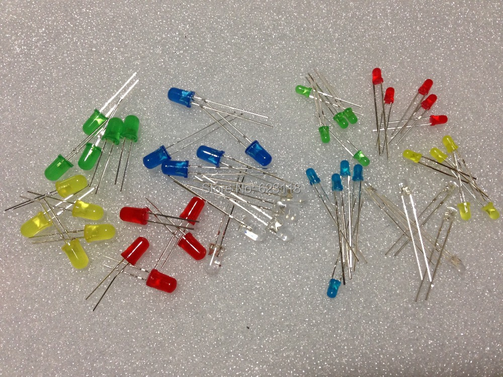 Free Shipping 100PC/Lot 3MM 5MM Led Kit Mixed Color Red Green Yellow Blue White Light Emitting Diode