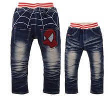 New Style children clothing Cartoon Spider man design pants boys jeans autumn kids trousers Wholesale And Retail