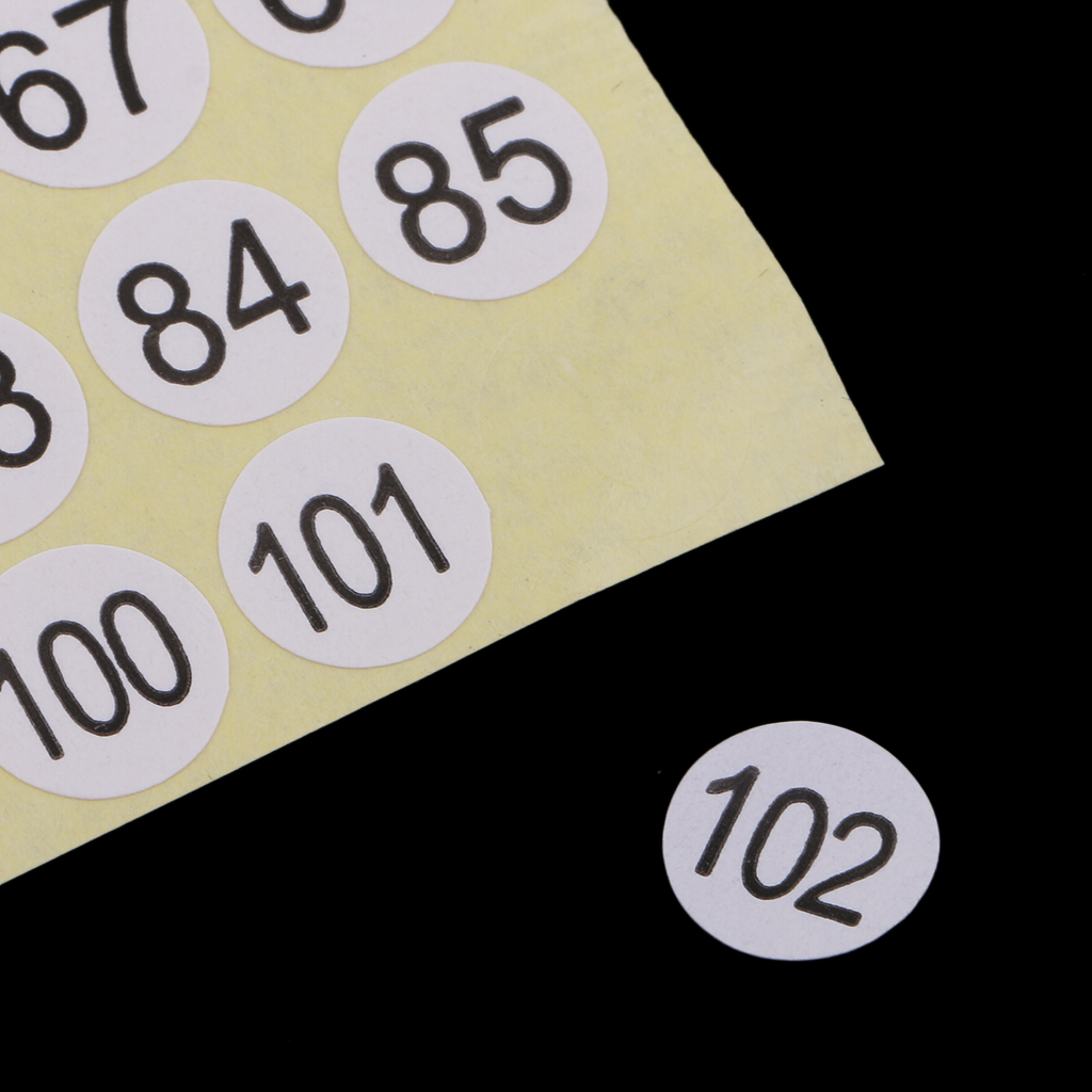 10 set STICKY NUMBERED LABELS 1 To 100 WHITE SELF ADHESIVE STICKERS BLACK NUMBER