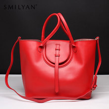 Smilyan casual genuine leather candy color tote hand bag women shoulder bags fashion bolsas femininas high