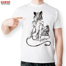 Sexy Strip Tail Cat Girl T Shirt Design Inspired By Fashion Tattoo T-shirt Cool Casual Novelty Tshirt Unisex Printed Style Tee