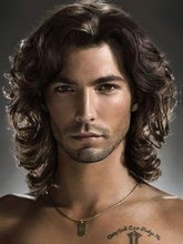 Free shipping New wholesale Aircraft boy wig men handsome short curly hair male hair fleeciness realistic wig inclined bang