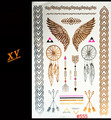 Back feathers Temporary tattoo gold tattoo sex products henna bracelet tattoo metal women flash metalic gold