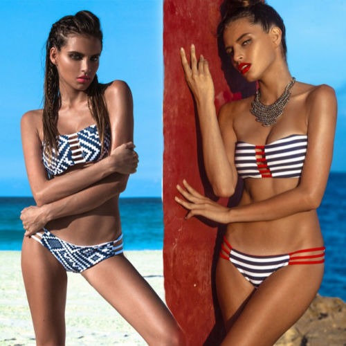 Sexy-Women-Bandage-Strapless-Triangle-Bikini-Push-Up-Swimsuit-Swimwear-Striped