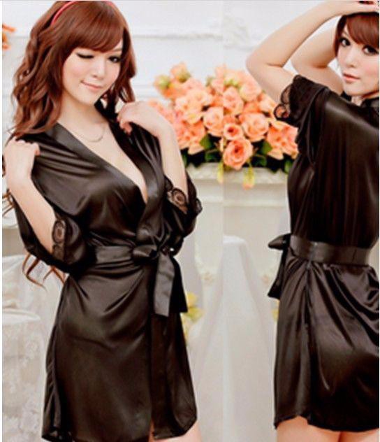 Sexy Womens SILK LACE Kimono Dressing Gown Bath Robe Babydoll Lingerie+G-string (6)