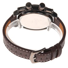 Oulm 1357 Male Quartz WristWatch Clock with Two Numbers Hours Marks Round Dial Leather Band Wristwatches