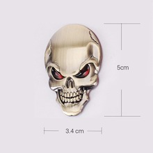 1 Pcs New 3D Metal Skull Logo Emblem Sticker Car SUV Body Exterior Cover Fender Decals DIY Car-styling 3D Stickers