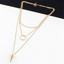 Hot Fashion Jewelry New Punk Necklace Gold Multi Layer Necklace Sexy Rivet Pendant Necklace