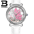 Butterfly Designs BINGER Women Fashion Waterproof Leather Diamond ladies Watch Relogio Feminino B 3019L montre femme
