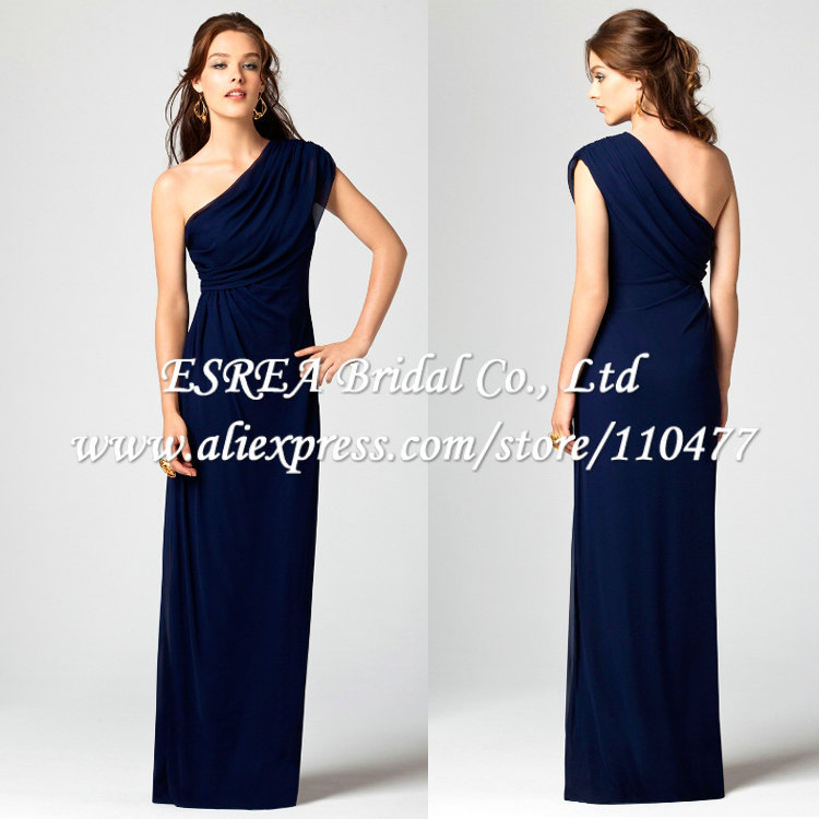 Grecian navy bridesmaid dresses