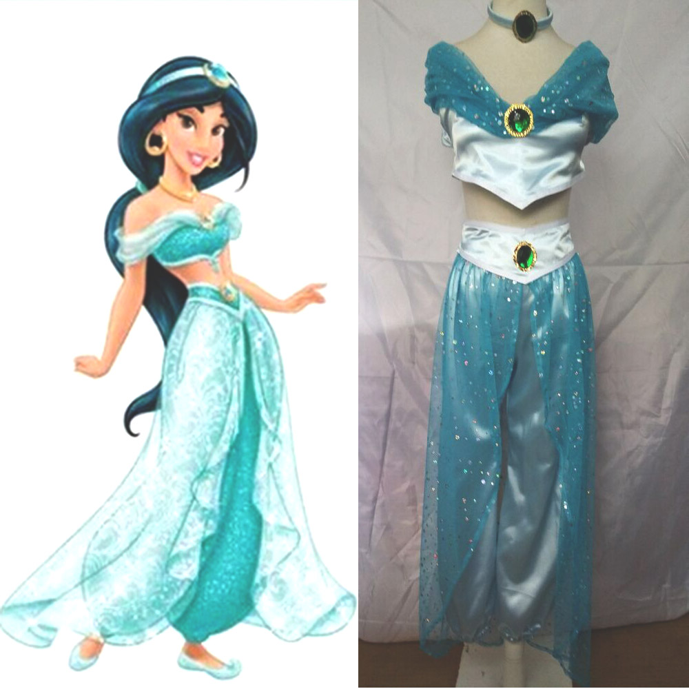 New 2016 Princess Jasmine Costume Halloween Adult Women Princess