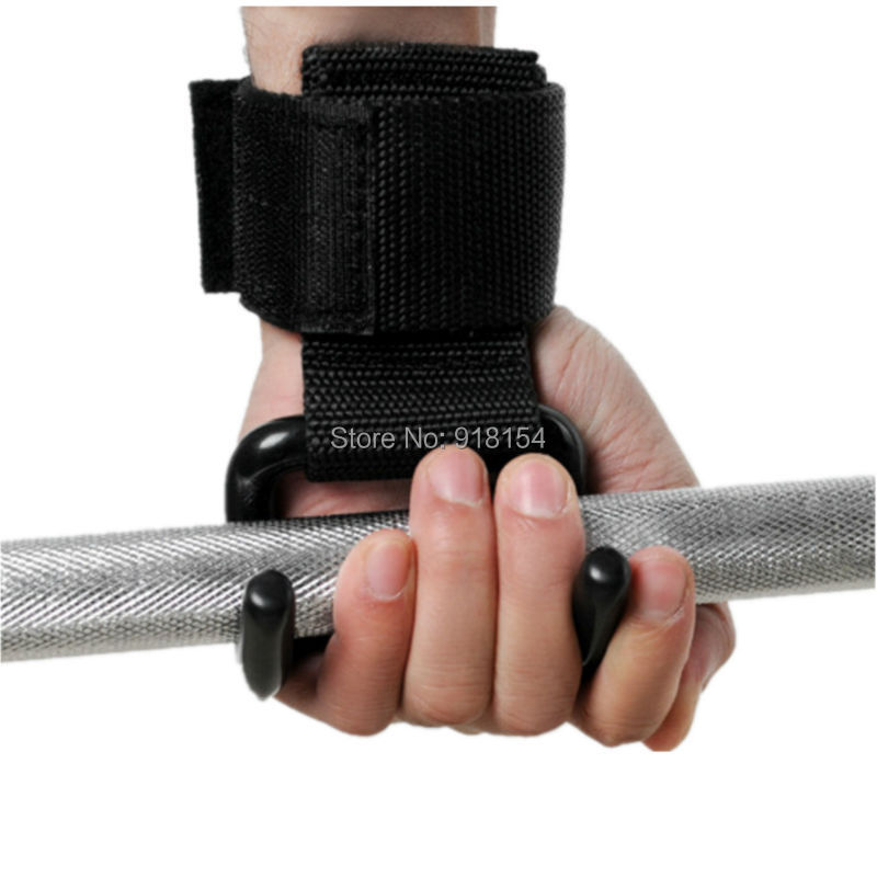 Power Weight Lifting Steel Hooks Grips Straps Gym Training