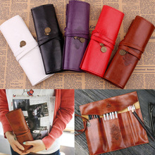 Новый стиль рулона искусственная кожа кошелек сумка Макияж Пем Пенал Cosmetic Bag Ретро